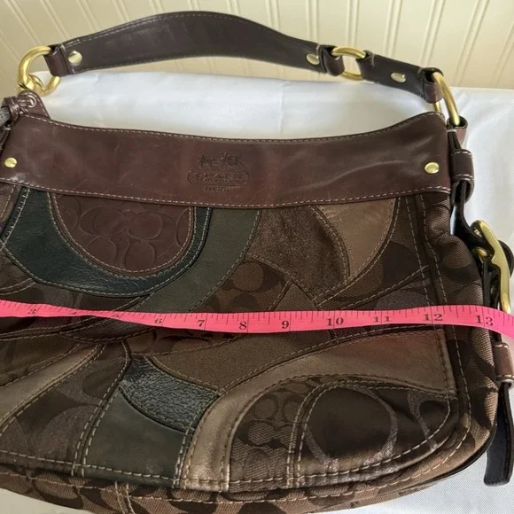 COACH Zoe Patchwork Brown Leather Hobo Shoulder Bag Handbag Purse Y2K